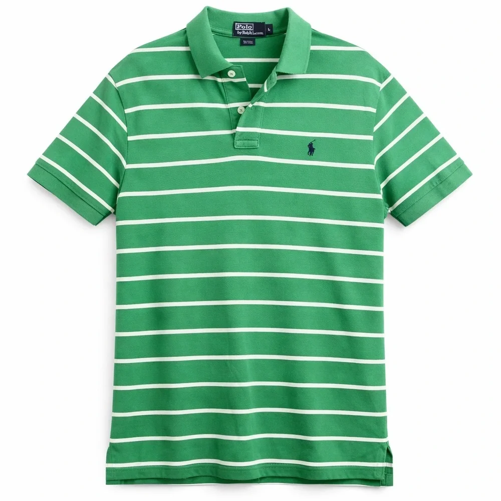 Polo by Ralph Lauren Green Striped Polo Shirt large casual work y2k vtg work